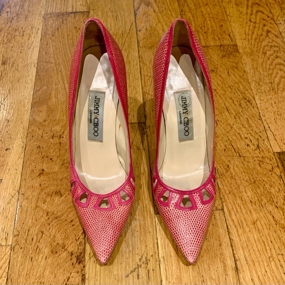Jimmy Choo pink leather pointed toe heels - Picture 2 of 5